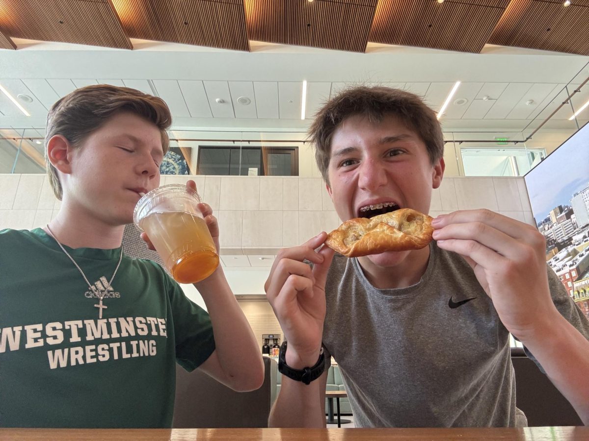 Robbie and Wyatt conducting "very serious culinary research"